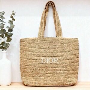 Dior Beige Tweed Woven Tote